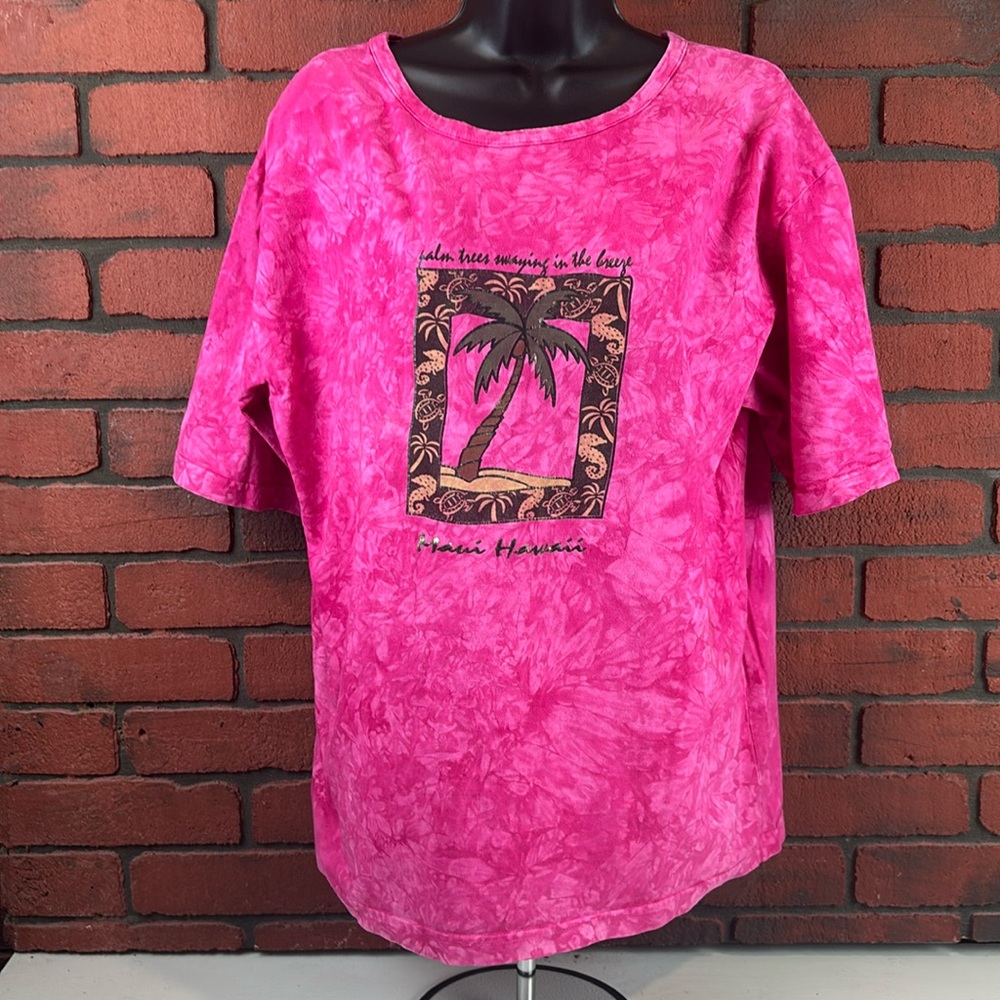 Honu Bay Woman's Large Tropical Pink Short Sleeve Top‎ – Casual, Summer, Bright